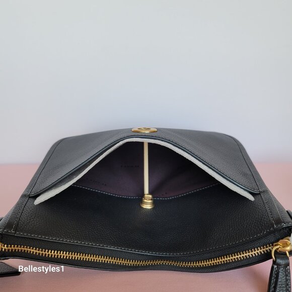COACH Chaise Pebbled Leather Crossbody Bag- Black color ⭐ - Picture 11 of 16